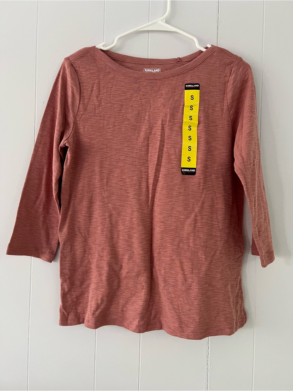 Kirkland Signature Dusty Rose 3/4 Sleeve Boatneck Slub Tee #60